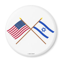US and Israel Crossed Flags Refrigerator Magnets
