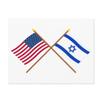 US and Israel Crossed Flags Post Card