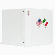 US and Italy Crossed Flags 3 Ring Binder