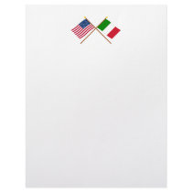 US and Italy Crossed Flags Customized Letterhead
