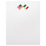 US and Italy Crossed Flags Customized Letterhead
