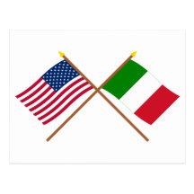 US and Italy Crossed Flags Post Card