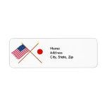 US and Japan Crossed Flags Custom Return Address Label