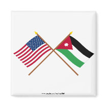 US and Jordan Crossed Flags Fridge Magnet
