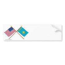 US and Kazakhstan Crossed Flags bumper stickers