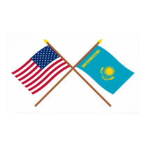US and Kazakhstan Crossed Flags posters
