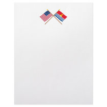US and Kiribati Crossed Flags Letterhead Template