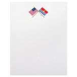 US and Kiribati Crossed Flags Letterhead Template