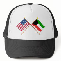 US and Kuwait Crossed Flags Mesh Hats