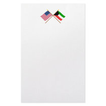 US and Kuwait Crossed Flags Customized Stationery