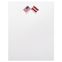 US and Latvia Crossed Flags Customized Letterhead