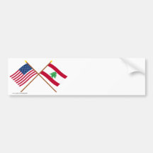 US and Lebanon Crossed Flags Bumper Sticker