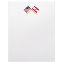 US and Lebanon Crossed Flags Custom Letterhead