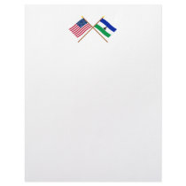 US and Lesotho Crossed Flags Personalized Letterhead