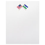US and Lesotho Crossed Flags Personalized Letterhead