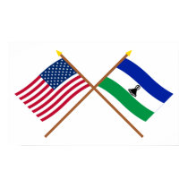 US and Lesotho Crossed Flags posters