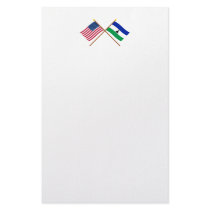 US and Lesotho Crossed Flags Stationery Paper