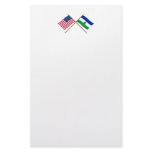 US and Lesotho Crossed Flags Stationery Paper