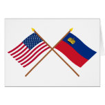 US and Liechtenstein Crossed Flags Greeting Card