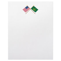 US and Mauritania Crossed Flags Customized Letterhead