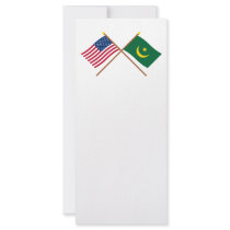 US and Mauritania Crossed Flags Customized Rack Card