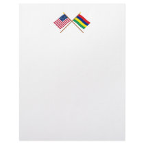 US and Mauritius Crossed Flags letterhead