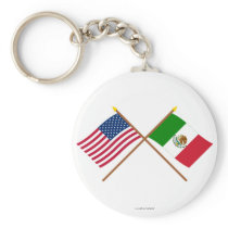 US and Mexico Crossed Flags Keychains