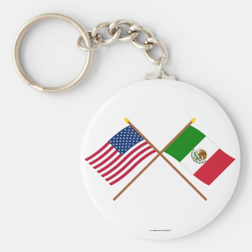 US and Mexico Crossed Flags Keychains
