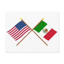 US and Mexico Crossed Flags Post Card