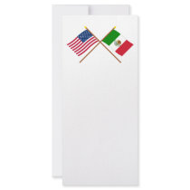 US and Mexico Crossed Flags Rack Card