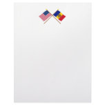 US and Moldova Crossed Flags Personalized Letterhead