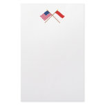 US and Monaco Crossed Flags Custom Stationery