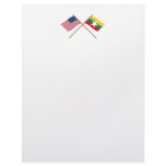 US and Myanmar Crossed Flags Custom Letterhead
