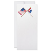 US and Nepal Crossed Flags Custom Rack Cards