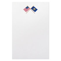 US and New Hampshire Crossed Flags stationery