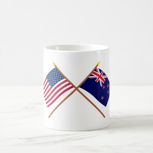 Flags Coffee Zealand coffee  maker  US New Zazzle new and Crossed Mug zealand