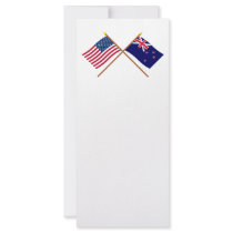 US and New Zealand Crossed Flags Rack Card