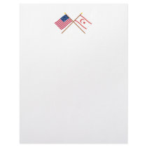US and North Cyprus Crossed Flags Customized Letterhead