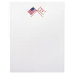 US and North Cyprus Crossed Flags Customized Letterhead