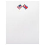 US and North Korea Crossed Flags Custom Letterhead