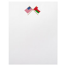 US and Oman Crossed Flags Letterhead Template