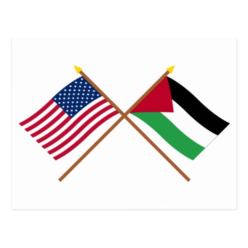 US and Palestinian Movement Crossed Flags Post Card