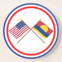 US and Palmyra Atoll Crossed Flags Coaster