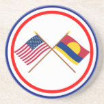 US and Palmyra Atoll Crossed Flags Coaster