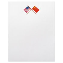 US and People's Republic of China Crossed Flags Custom Letterhead