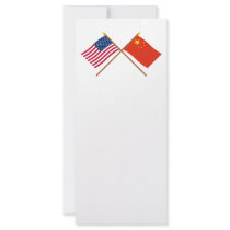 US and People's Republic of China Crossed Flags Rack Card