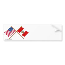 US and Peru Crossed Flags Bumper Stickers