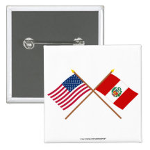 US and Peru Crossed Flags Button