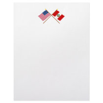 US and Peru Crossed Flags Customized Letterhead