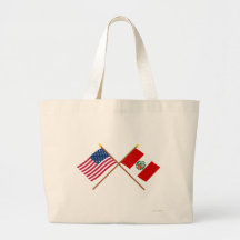 US and Peru Crossed Flags Tote Bag